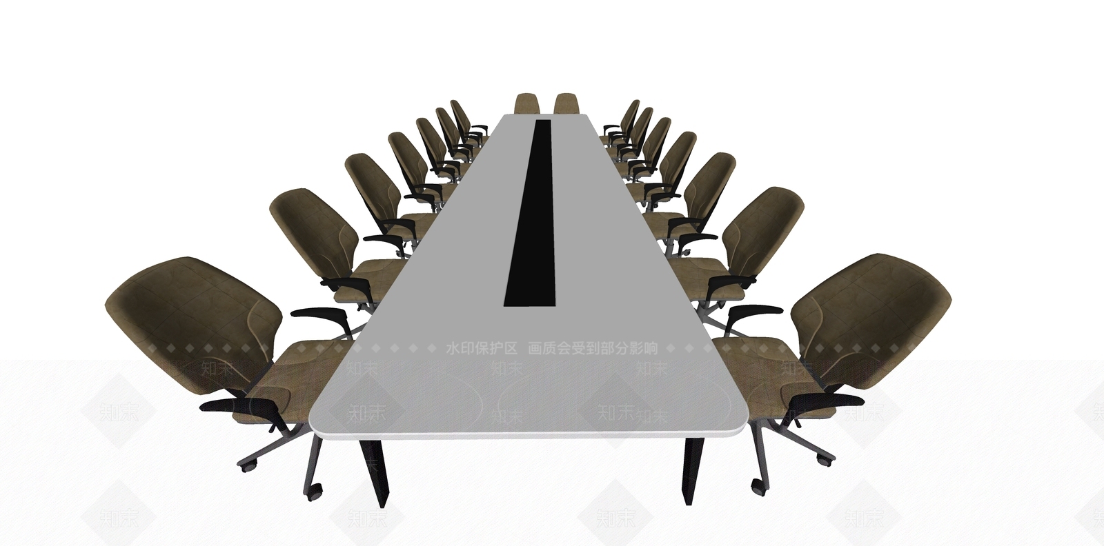 现代会议桌椅SU模型下载【ID:398179445】