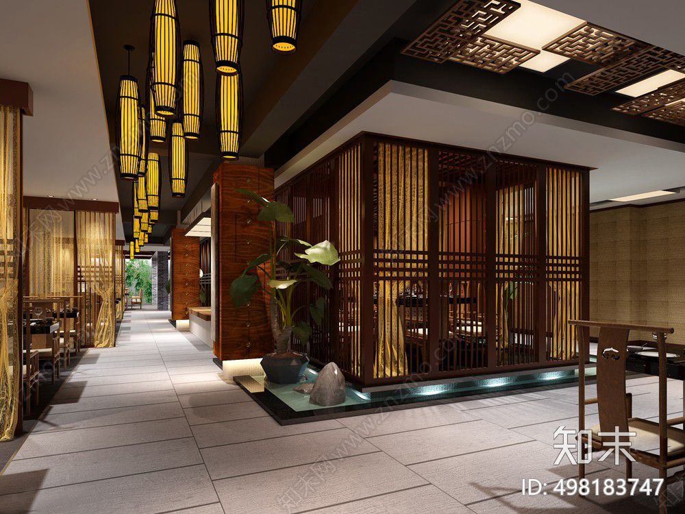 中式餐厅cad施工图下载【ID:498183747】