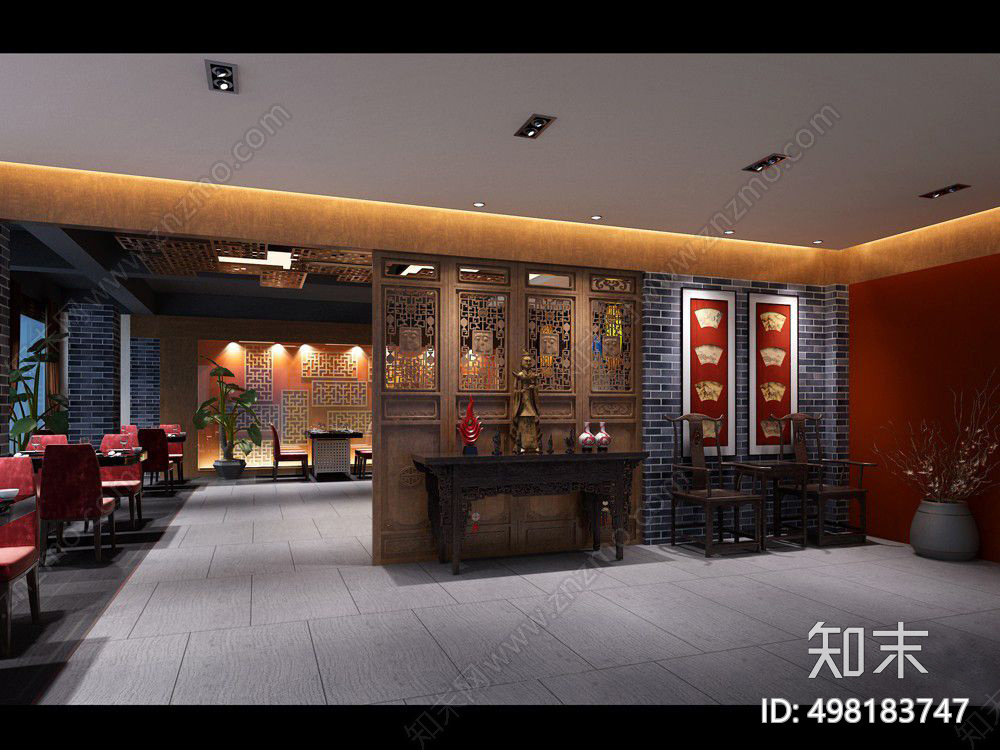 中式餐厅cad施工图下载【ID:498183747】