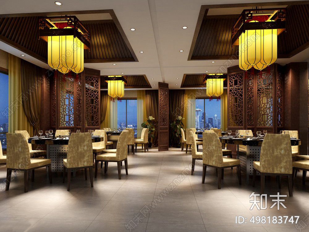 中式餐厅cad施工图下载【ID:498183747】