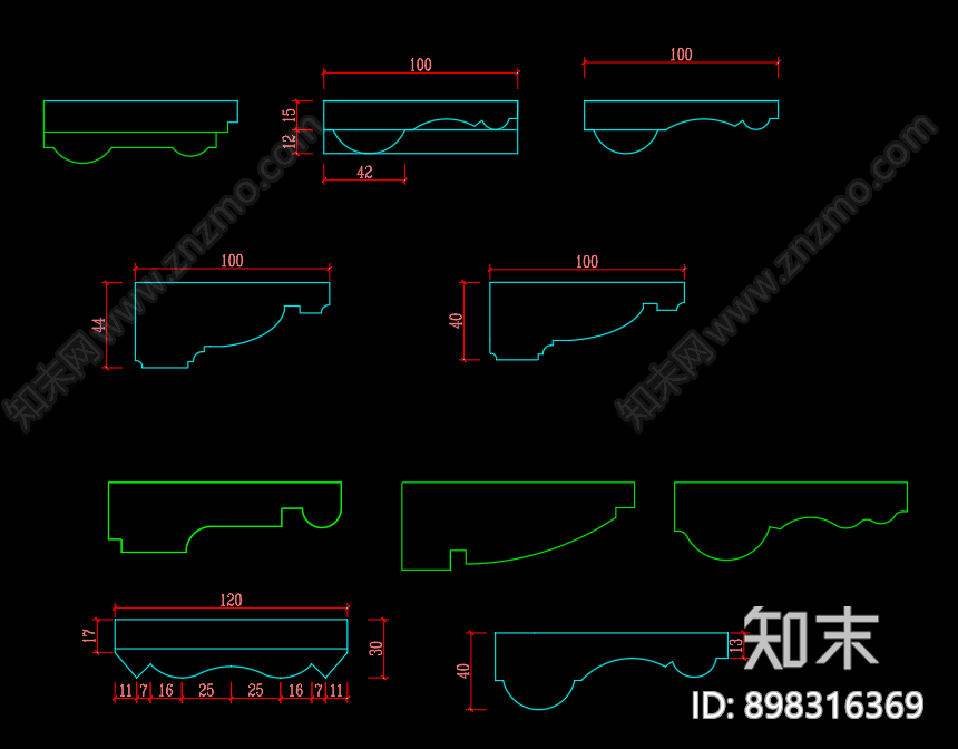 欧式石材线条施工图下载【ID:898316369】