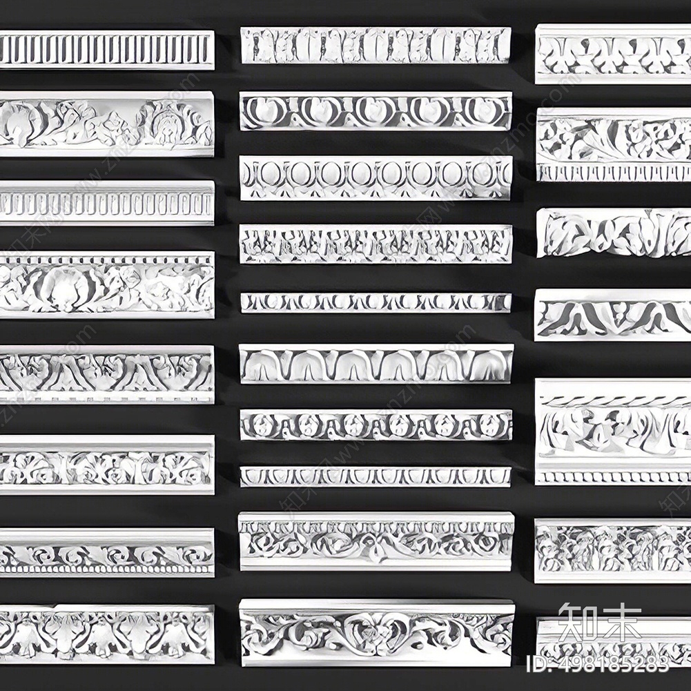 欧式石膏线SU模型下载【ID:498185283】