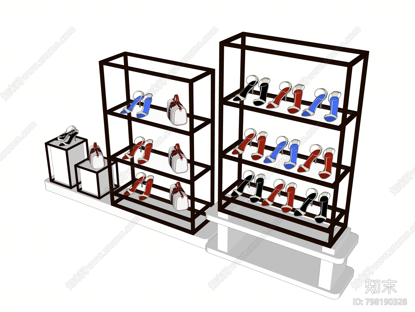 现代鞋子货架SU模型下载【ID:798190328】
