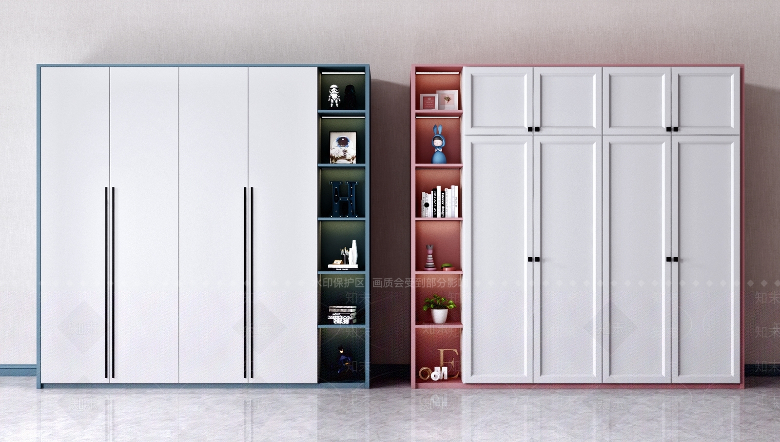 现代儿童房衣柜3D模型下载【ID:998193926】