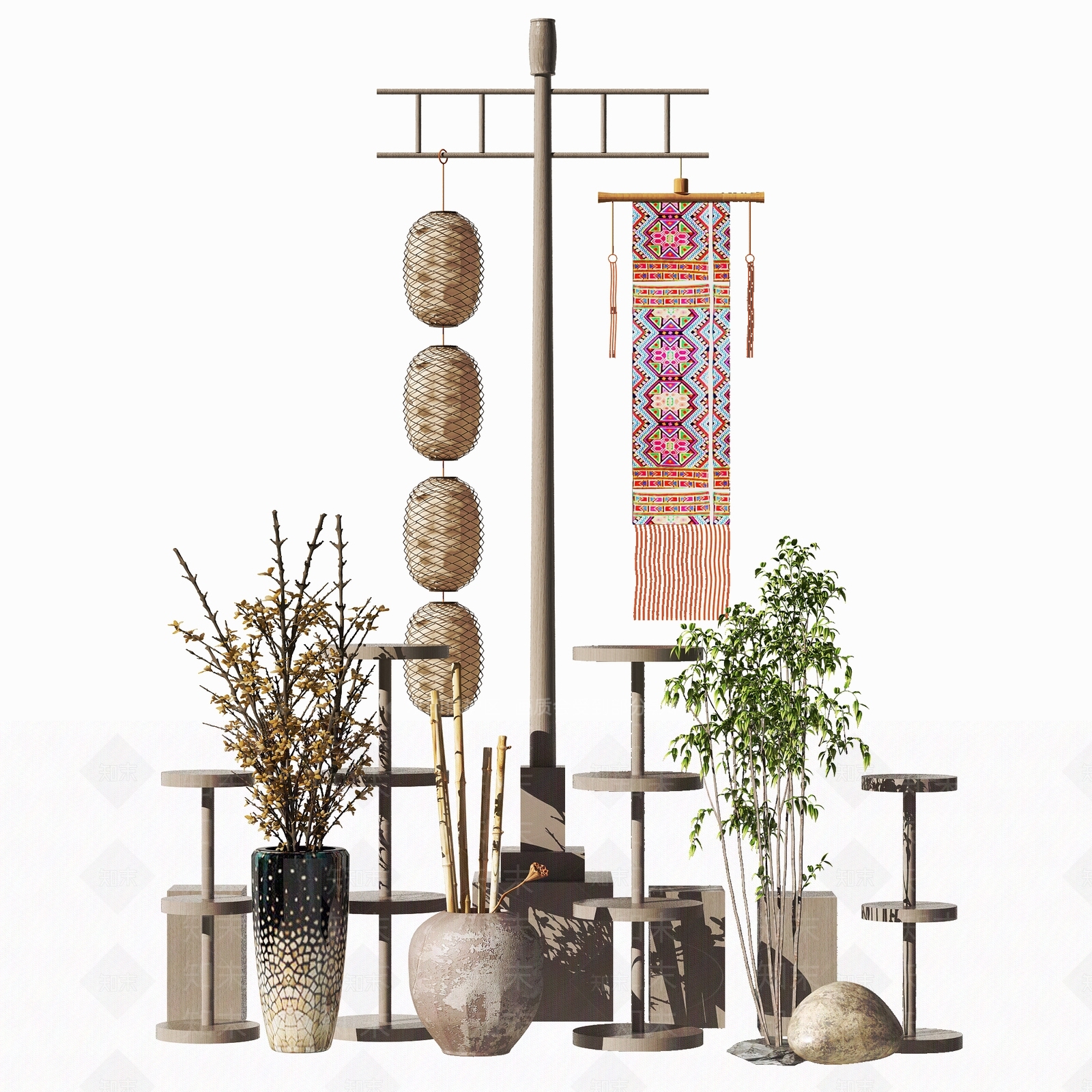 新中式地堆摆件3D模型下载【ID:998196140】