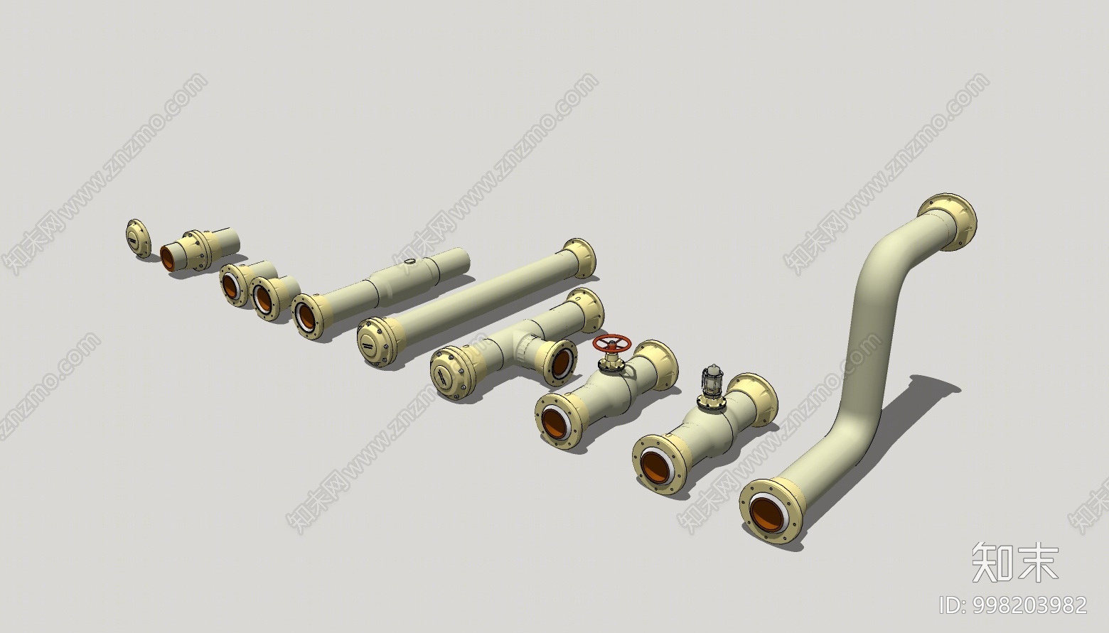 现代管道零件SU模型下载【ID:998203982】