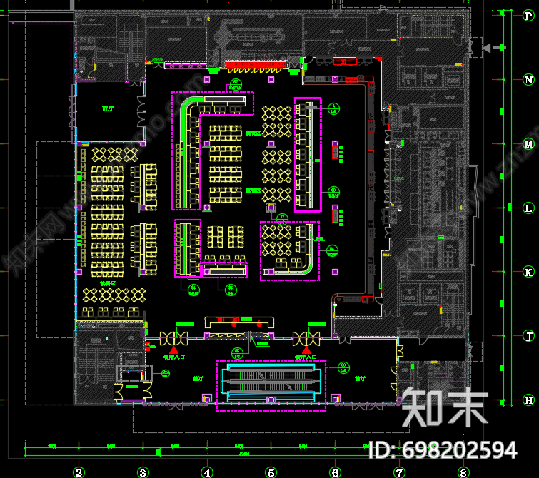 北京航空航天大学北区食堂cad施工图下载【ID:698202594】