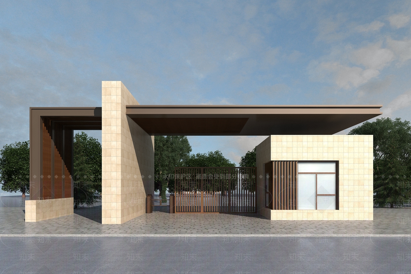 现代企业工厂入口大门3D模型下载【ID:898205659】