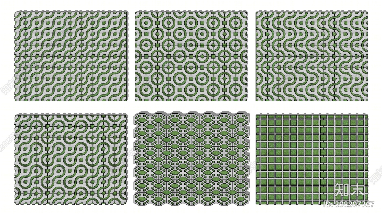 现代植草砖SU模型下载【ID:398207367】