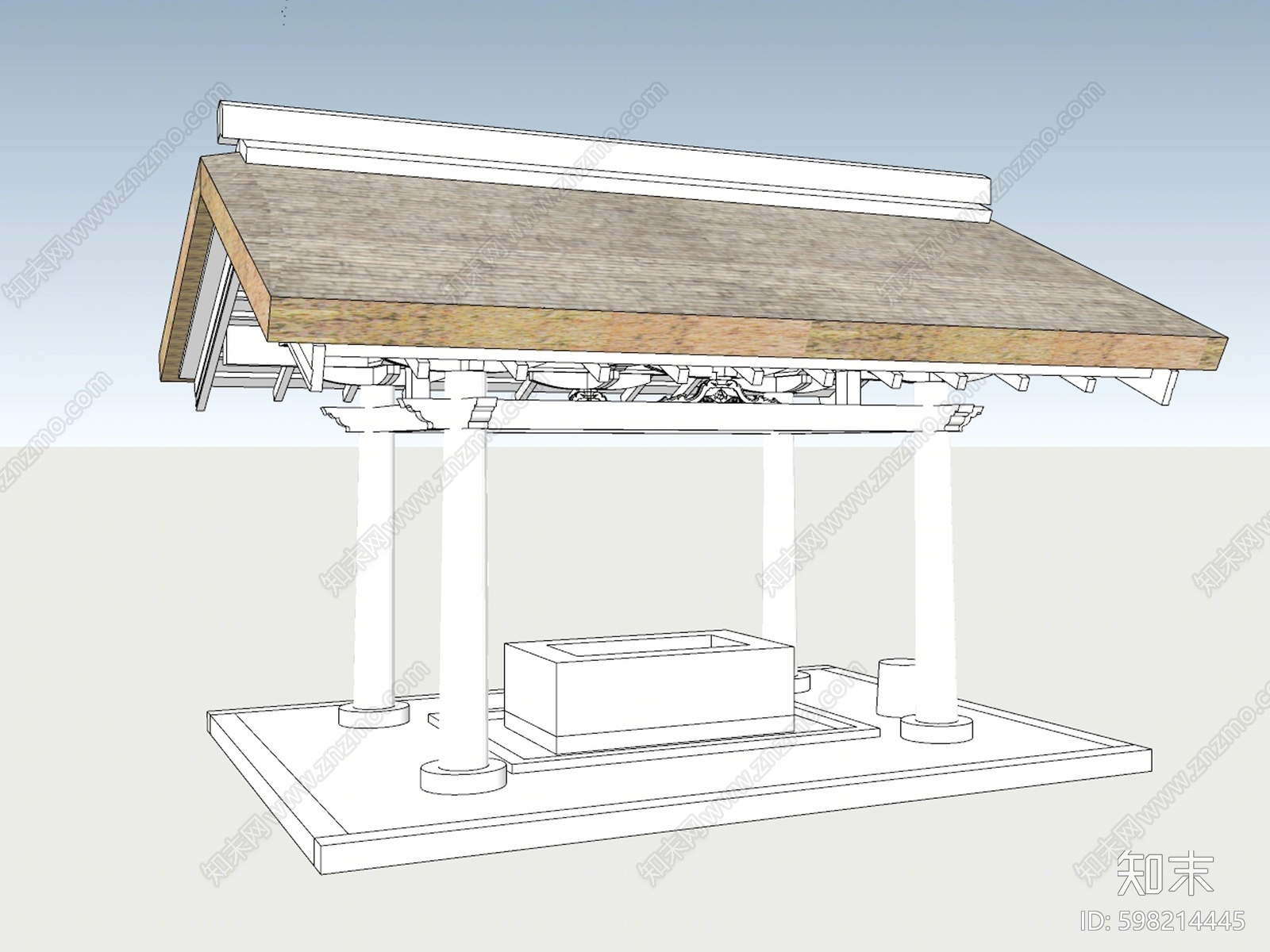 日本风格寺庙亭子SU模型下载【ID:598214445】