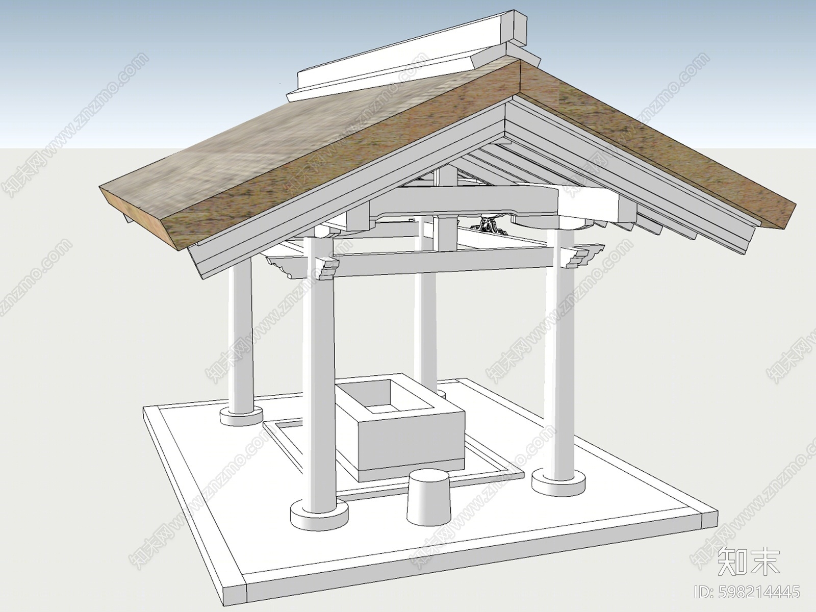 日本风格寺庙亭子SU模型下载【ID:598214445】