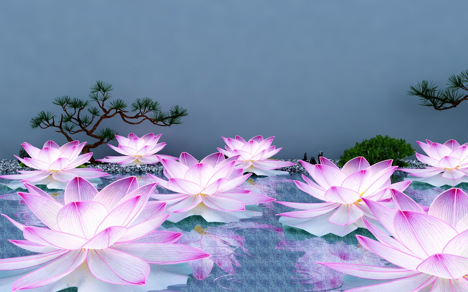 现代荷花灯3D模型下载【ID:498217349】