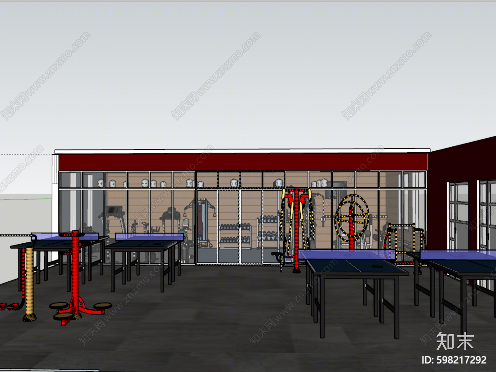 现代健身房SU模型下载【ID:598217292】