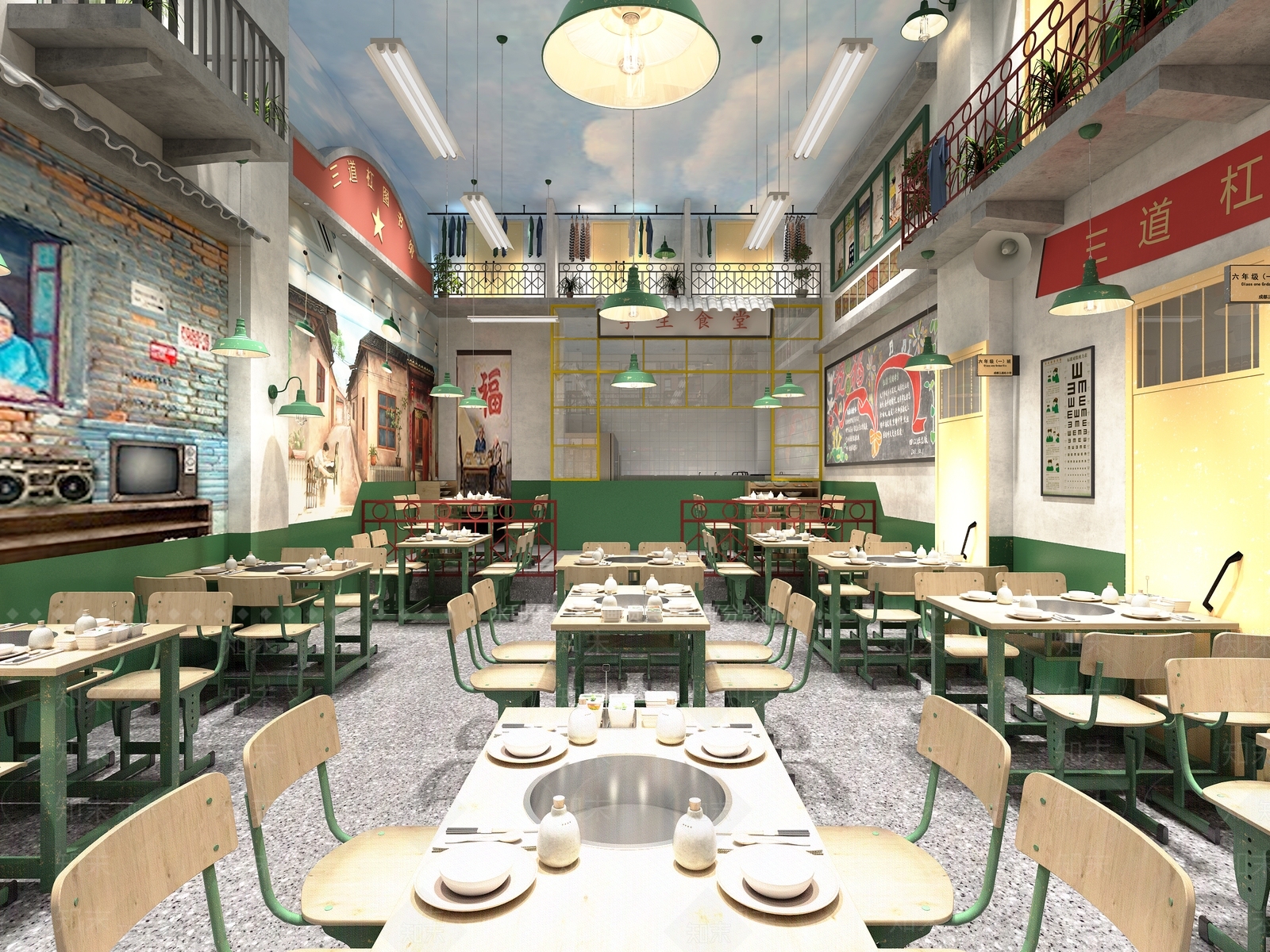 工业风复古火锅店3D模型下载【ID:398226260】