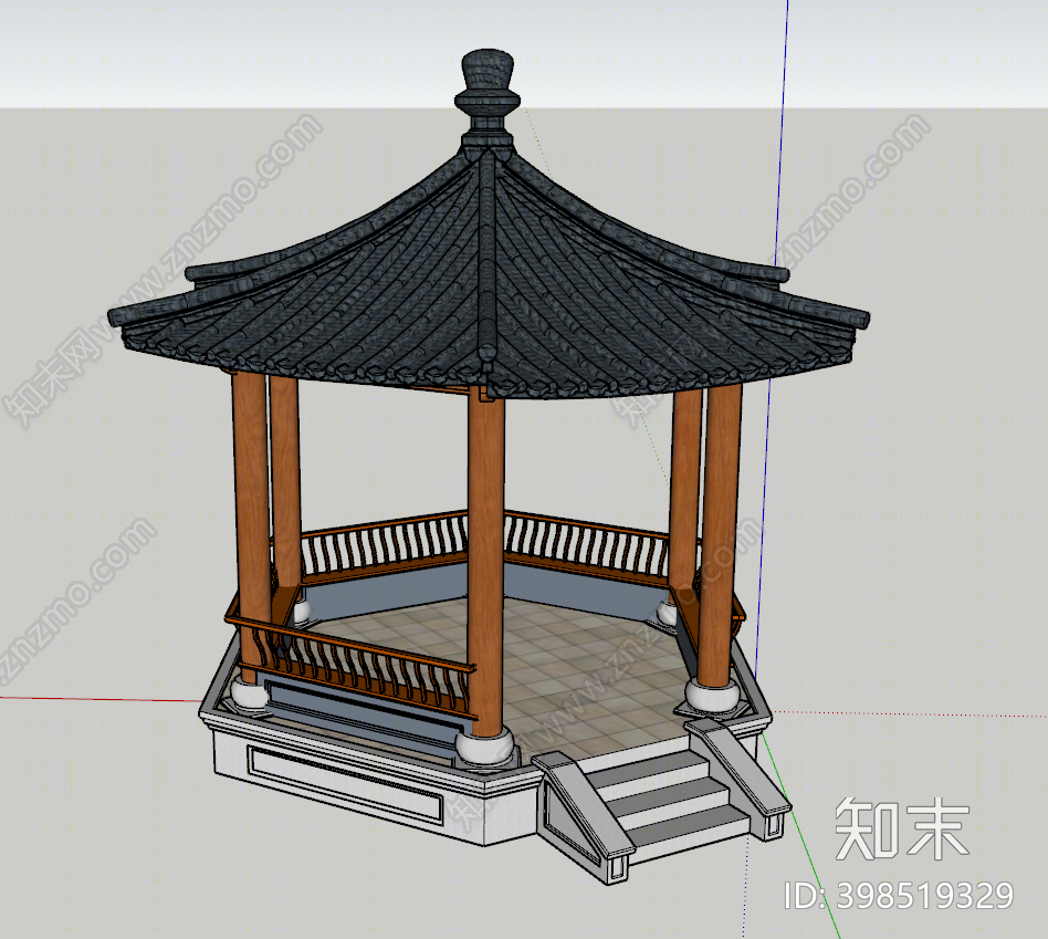 中式亭子SU模型下载【ID:398519329】