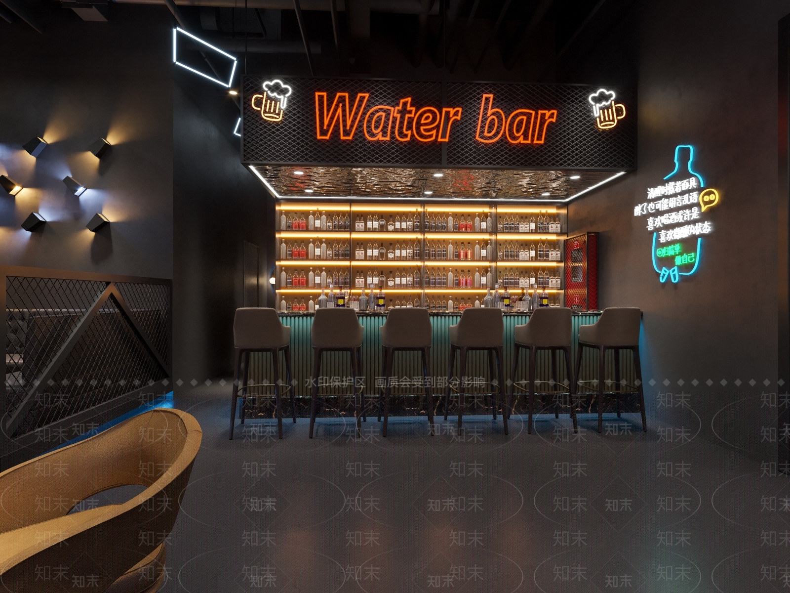 工业风酒吧3D模型下载【ID:498255435】