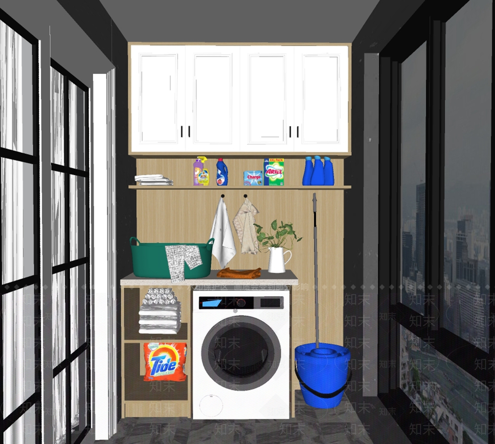 现代家居阳台SU模型下载【ID:698266599】