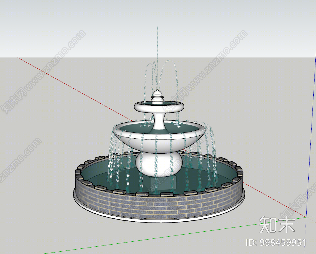 新中式喷泉SU模型下载【ID:998459951】
