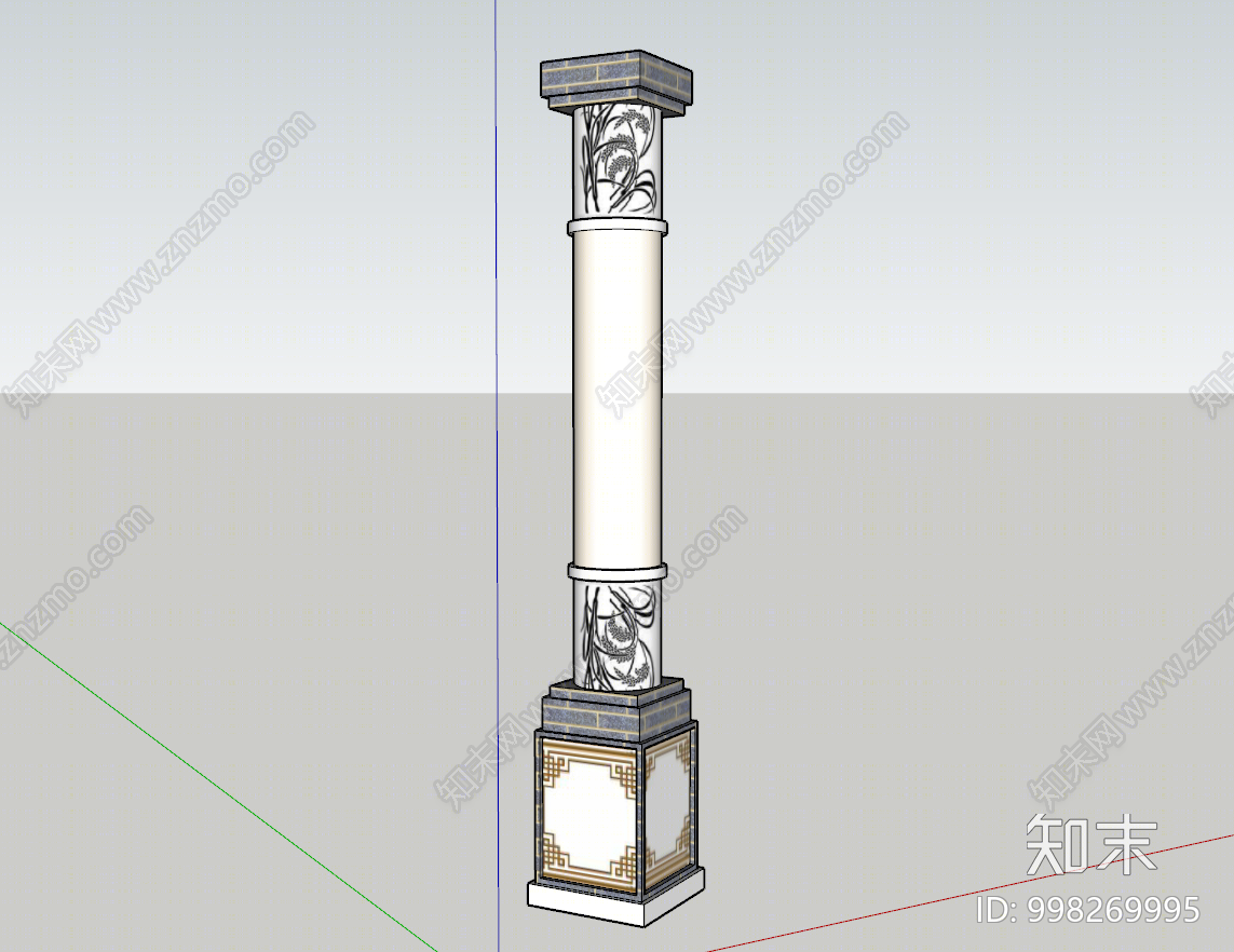 新中式柱子SU模型下载【ID:998269995】