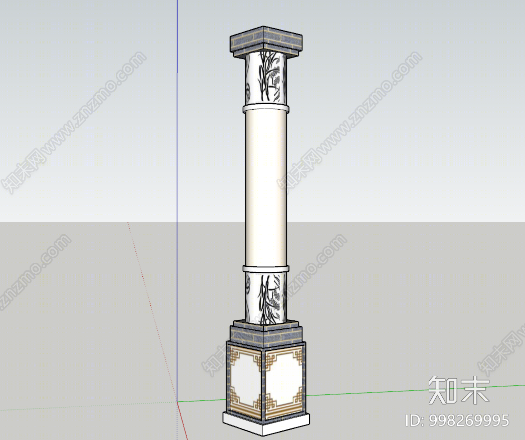 新中式柱子SU模型下载【ID:998269995】
