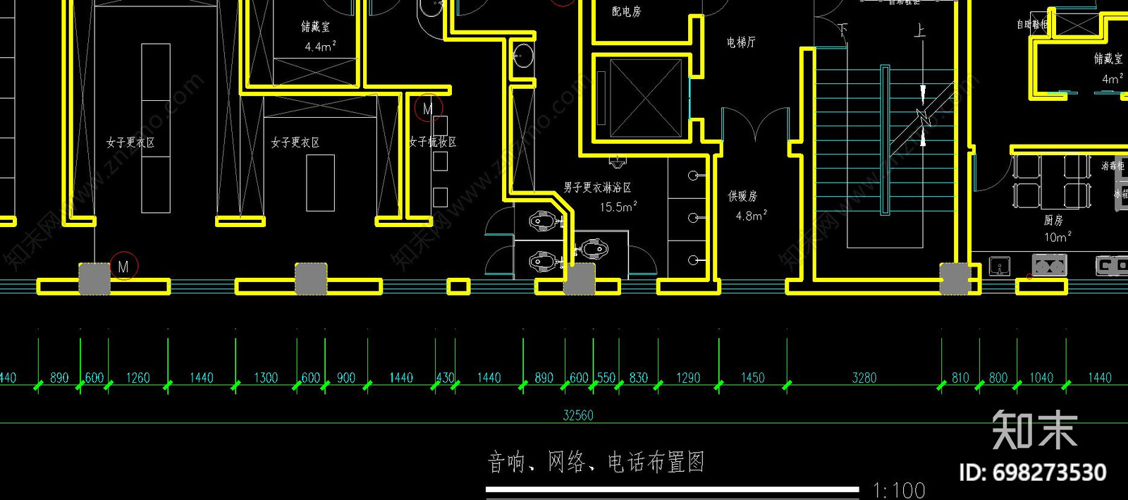 现代瑜伽会所cad施工图下载【ID:698273530】
