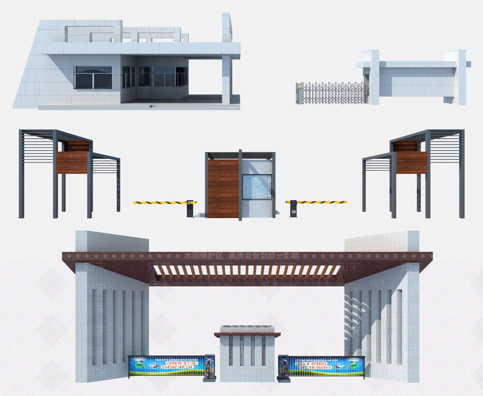 现代企业工厂大门3D模型下载【ID:898287617】