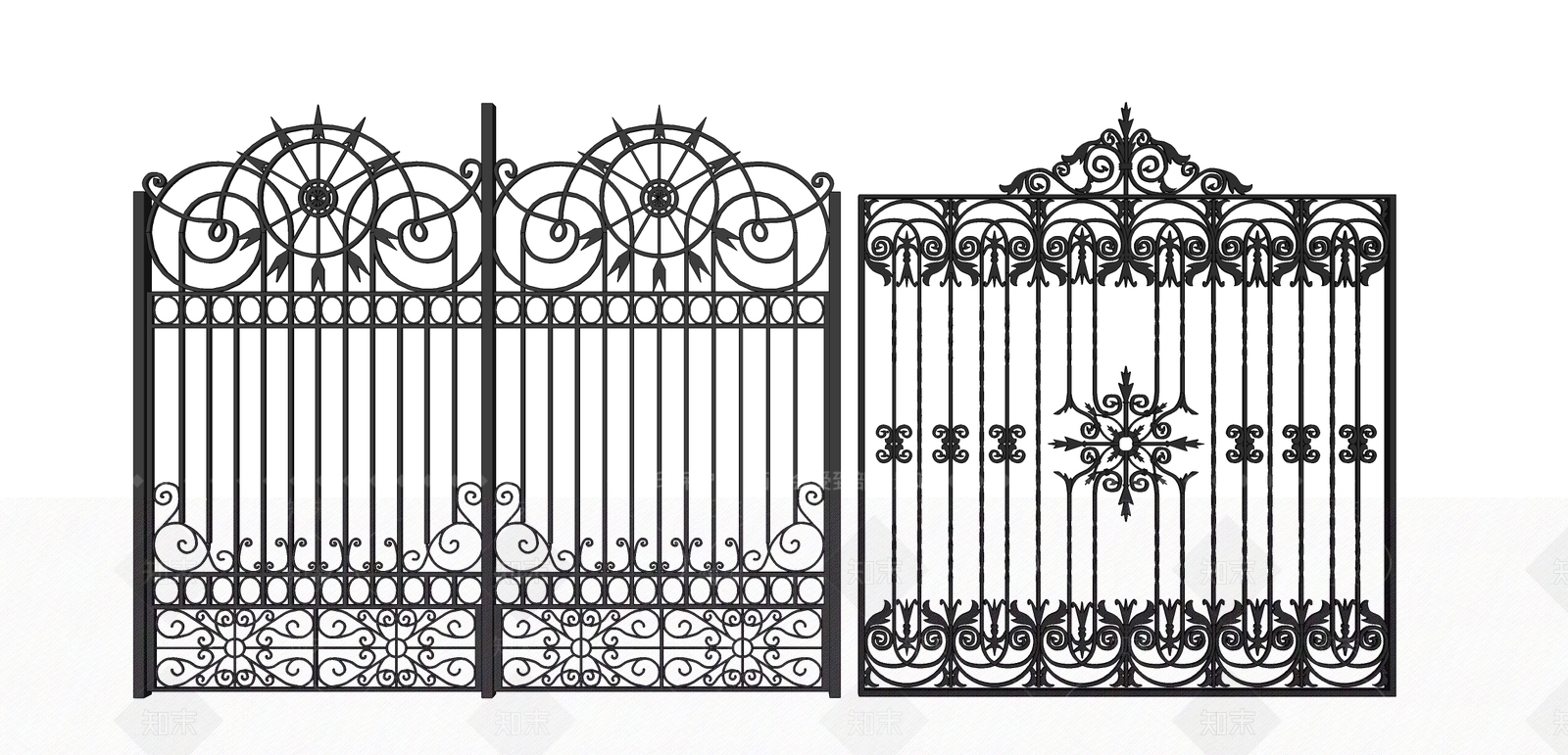 欧式铁艺大门SU模型下载【ID:998291157】