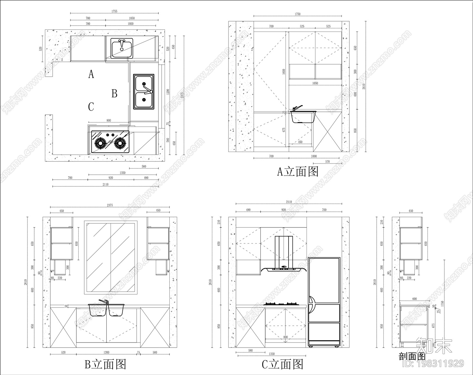 厨房施工图下载【ID:198311929】