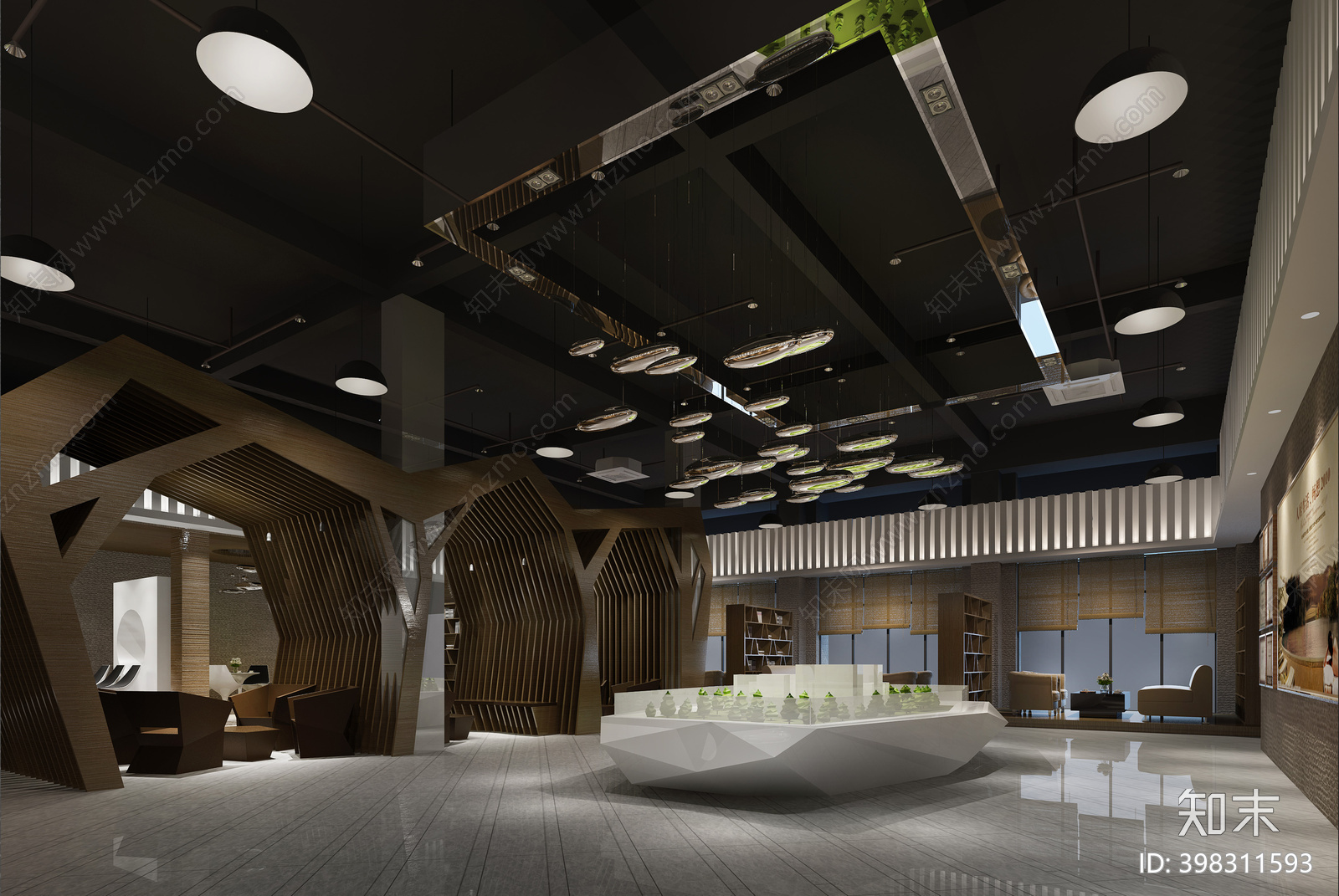 现代地产销售中心cad施工图下载【ID:398311593】