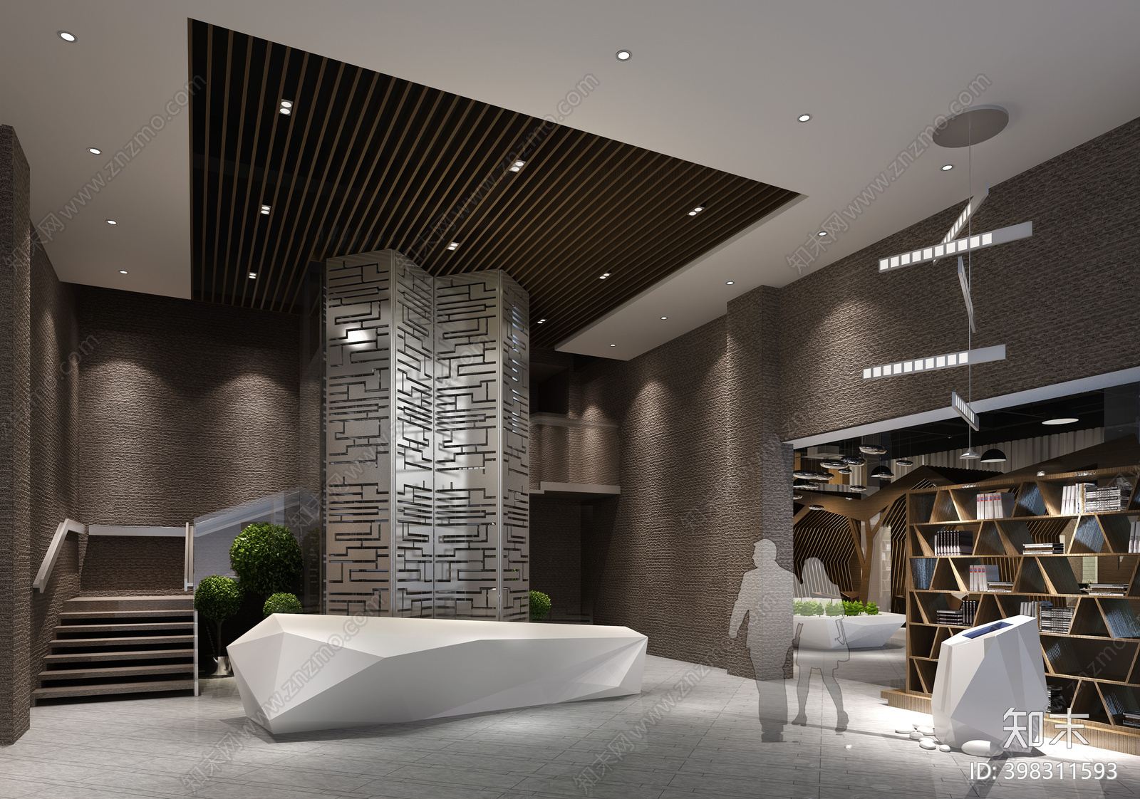 现代地产销售中心cad施工图下载【ID:398311593】