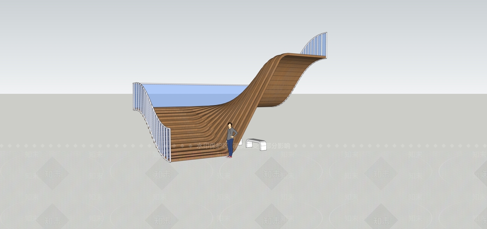 现代公园造型阶梯SU模型下载【ID:598473767】
