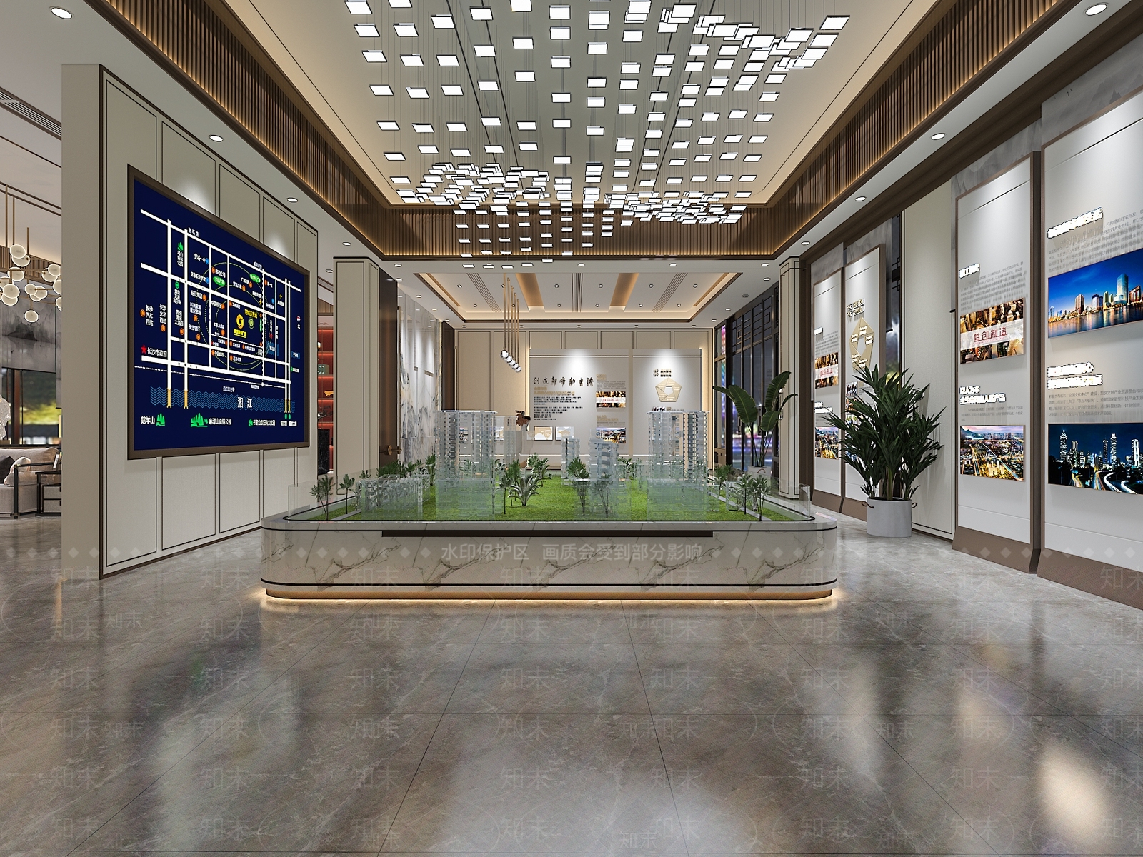 新中式售楼大厅3D模型下载【ID:498323539】