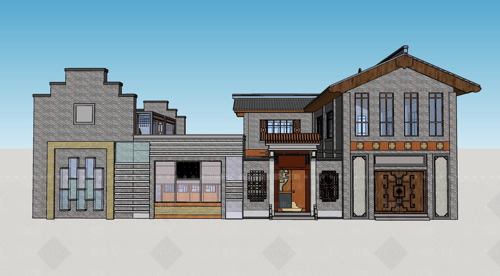 中式四合院SU模型下载【ID:398326246】