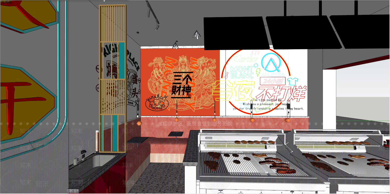 现代烧烤店SU模型下载【ID:798337828】