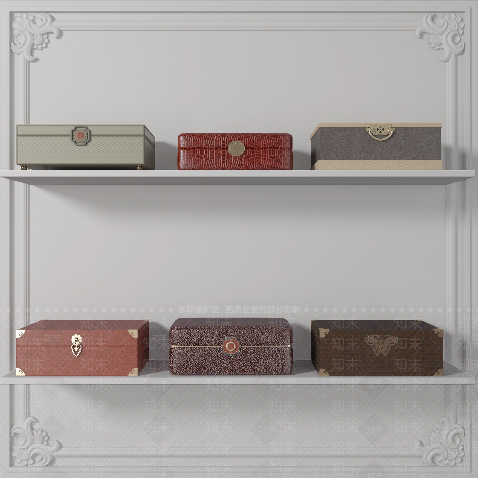 现代饰品盒子摆件3D模型下载【ID:998343152】