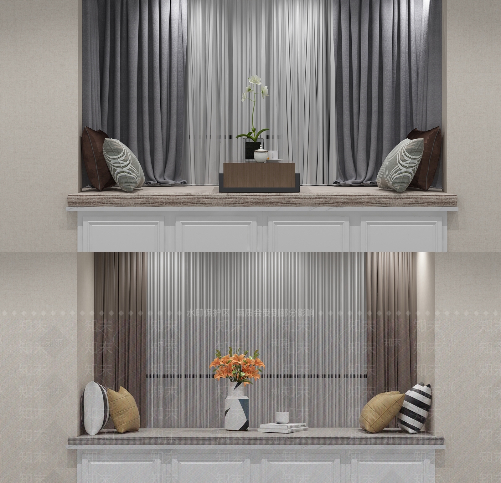 现代卧室飘窗3D模型下载【ID:498347804】