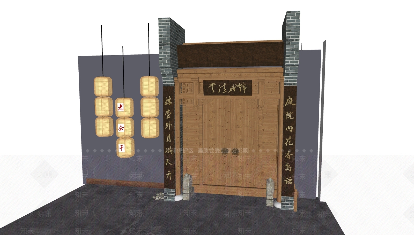 中式古建筑门头SU模型下载【ID:598352214】