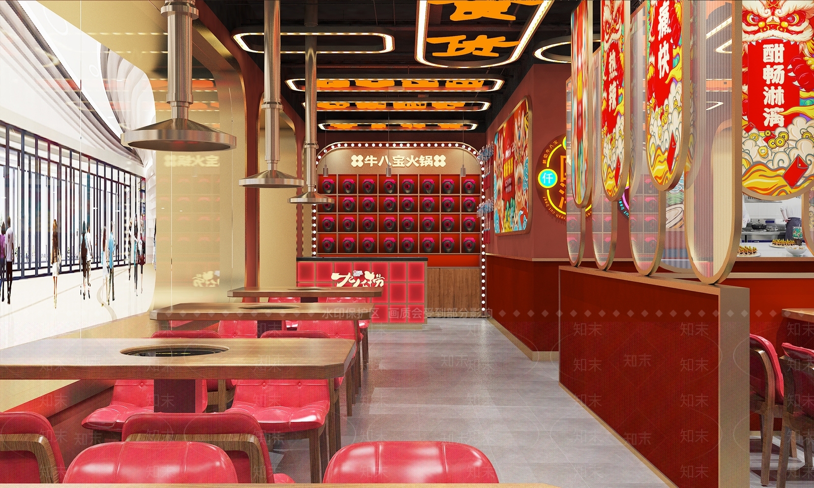 中式国潮火锅店3D模型下载【ID:398355216】