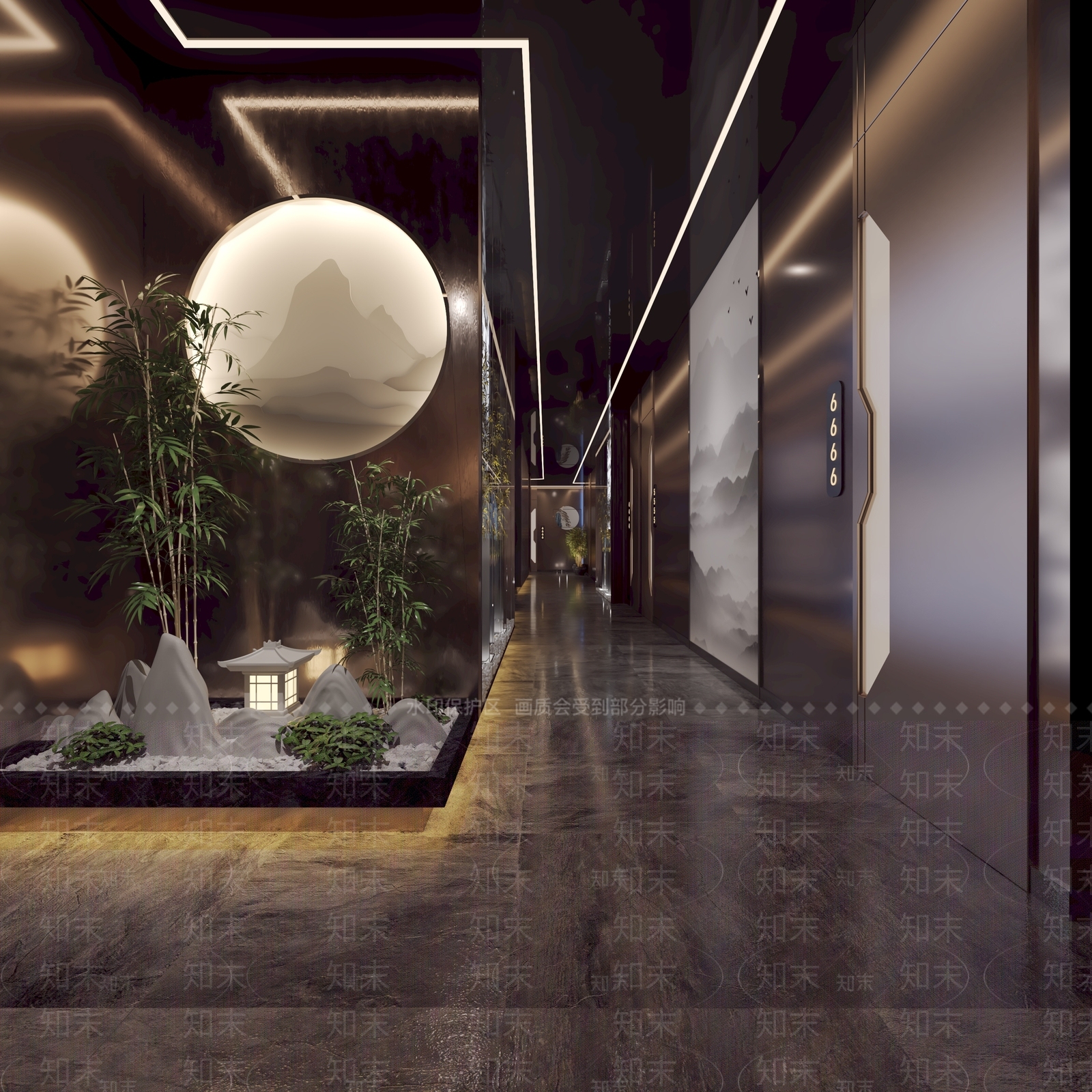 现代足浴会所过道3D模型下载【ID:498359861】