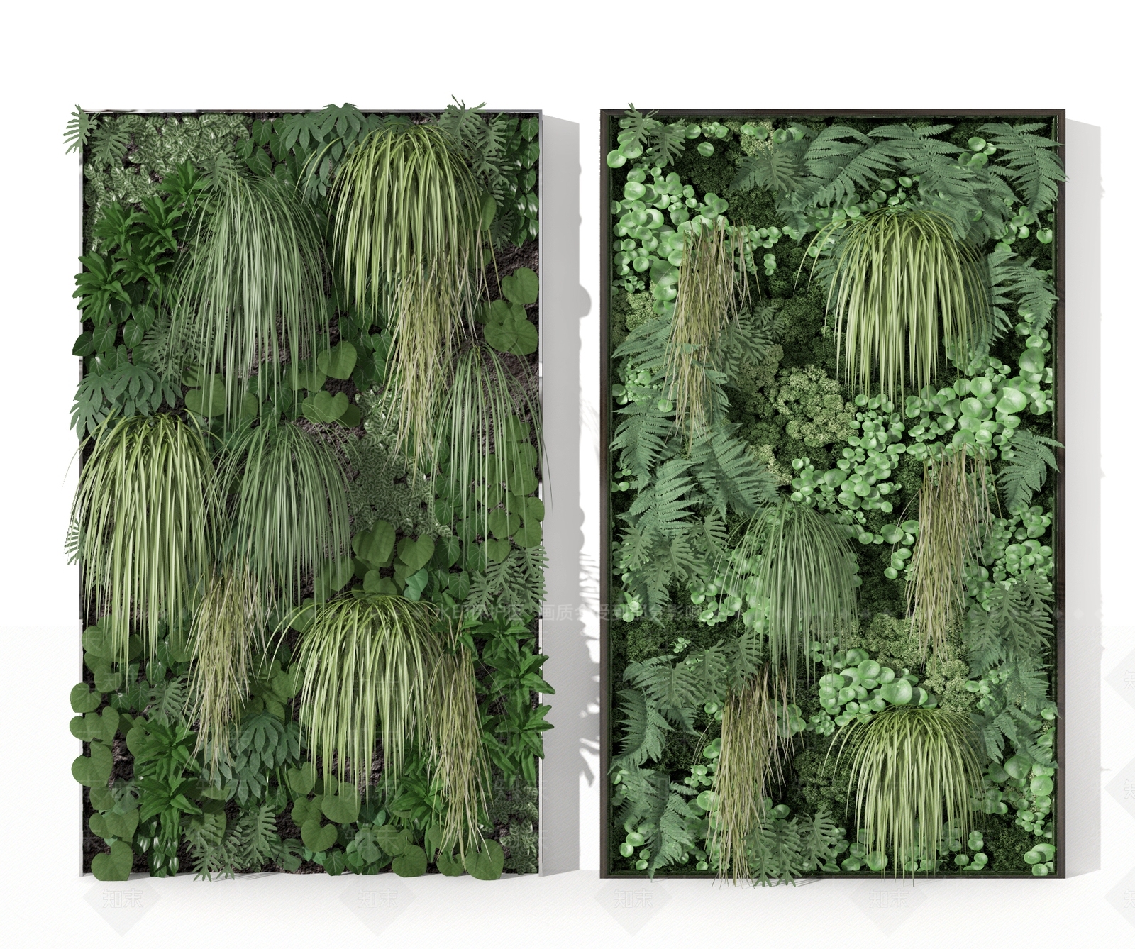 现代绿植墙3D模型下载【ID:498367243】