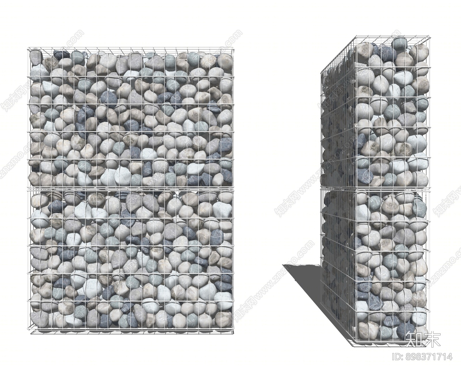 现代景观石笼墙SU模型下载【ID:898371714】