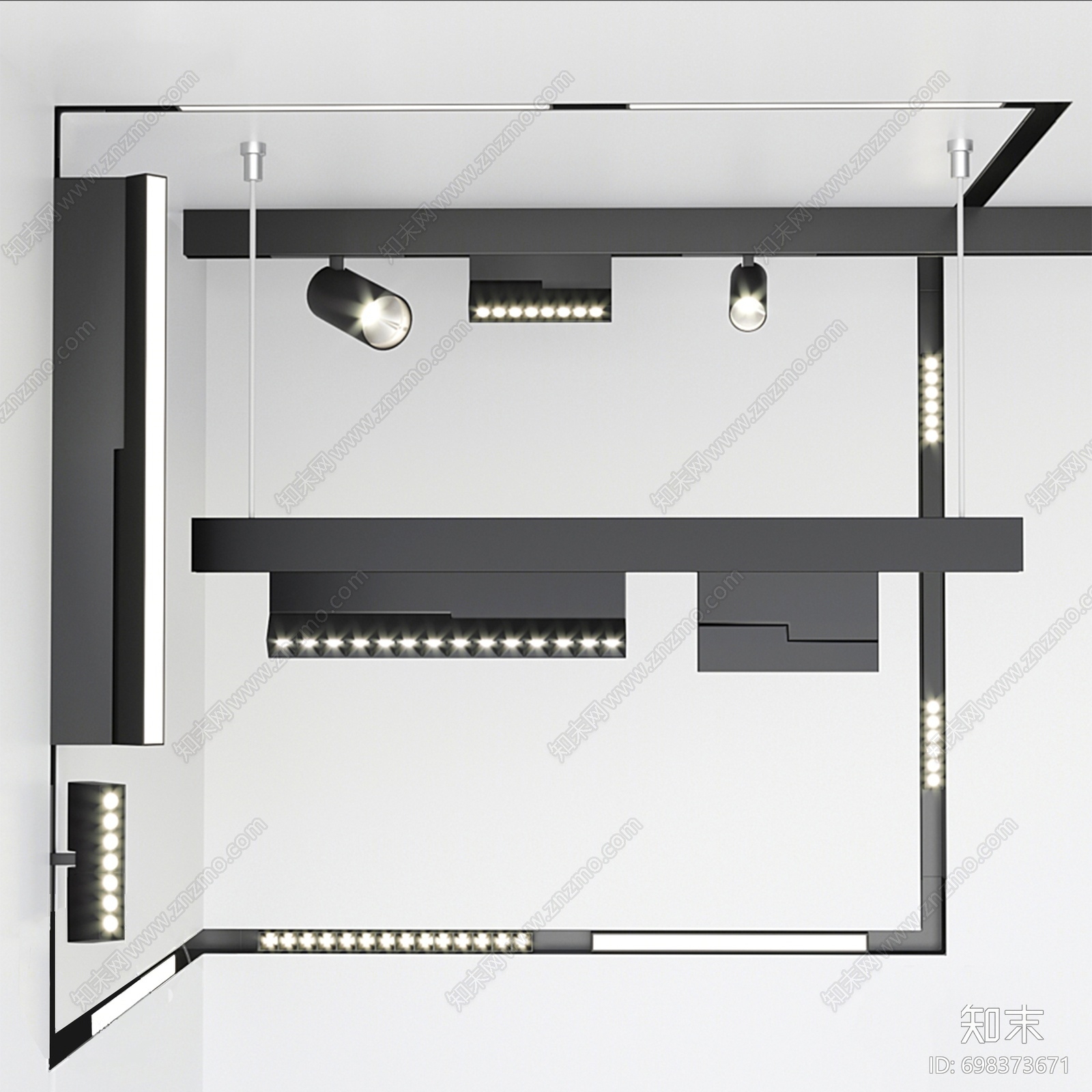 现代筒灯射灯3D模型下载【ID:698373671】