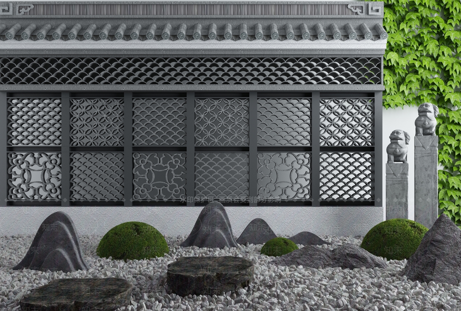 新中式牌楼牌坊3D模型下载【ID:998390206】