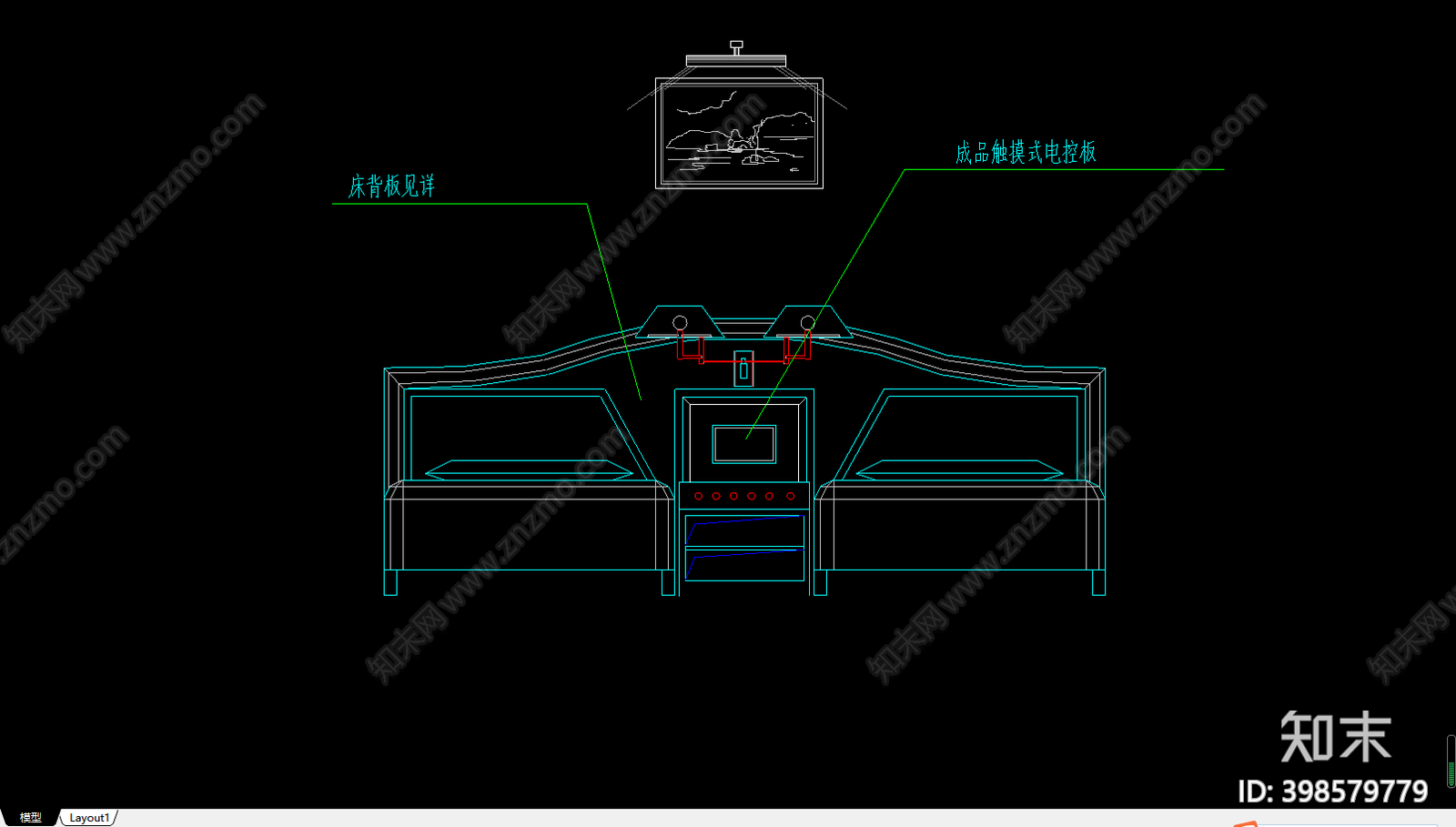 床具cad施工图下载【ID:398579779】