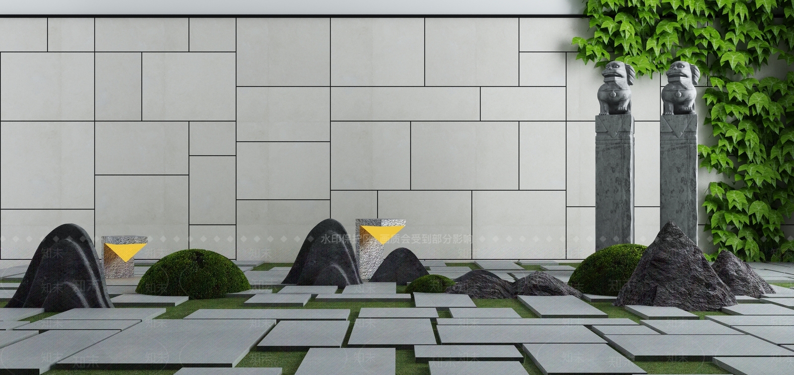 新中式假山山水3D模型下载【ID:498392416】