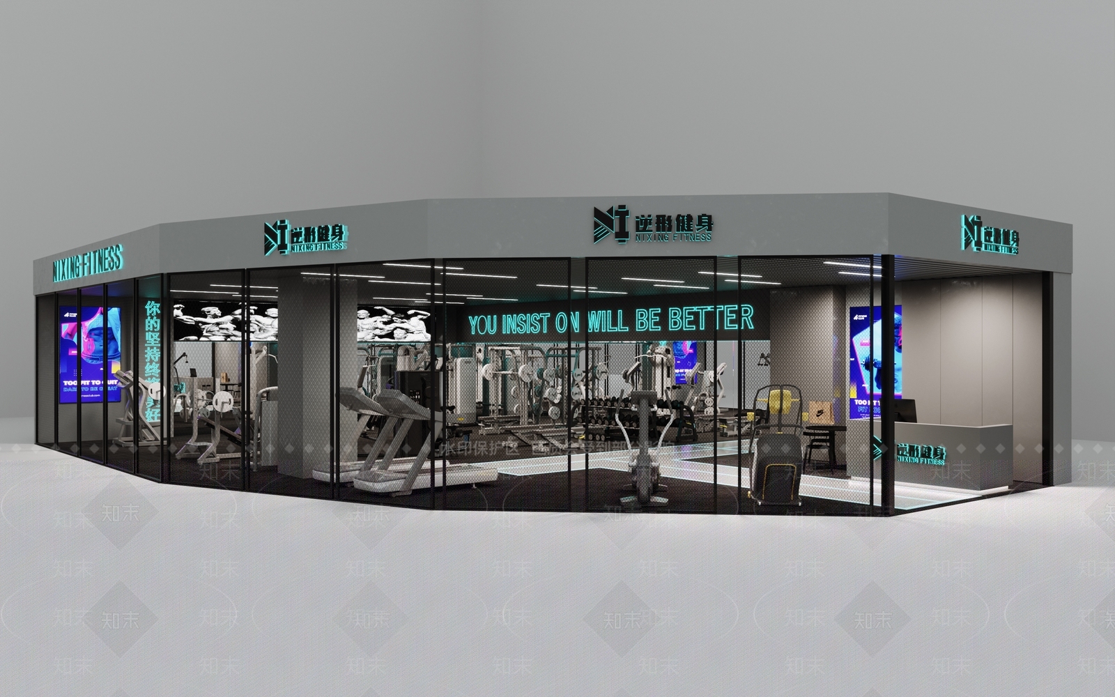 工业风健身房3D模型下载【ID:398395710】
