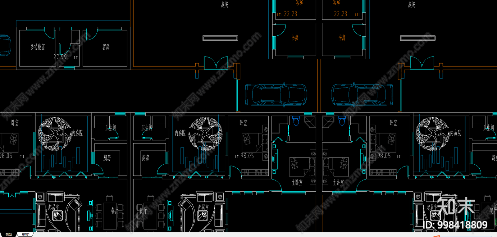 四合院别墅cad施工图下载【ID:998418809】