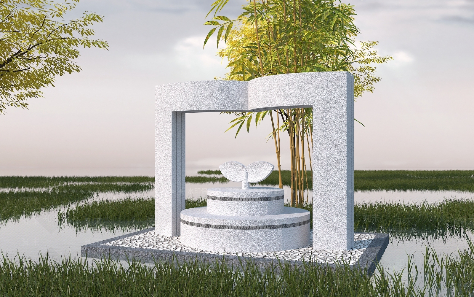 现代园林景观雕塑小品3D模型下载【ID:898420362】