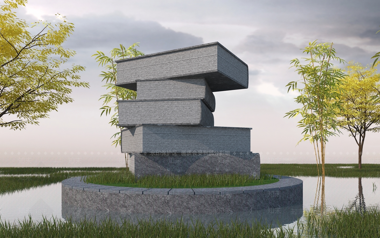 现代园林景观雕塑小品3D模型下载【ID:898421374】