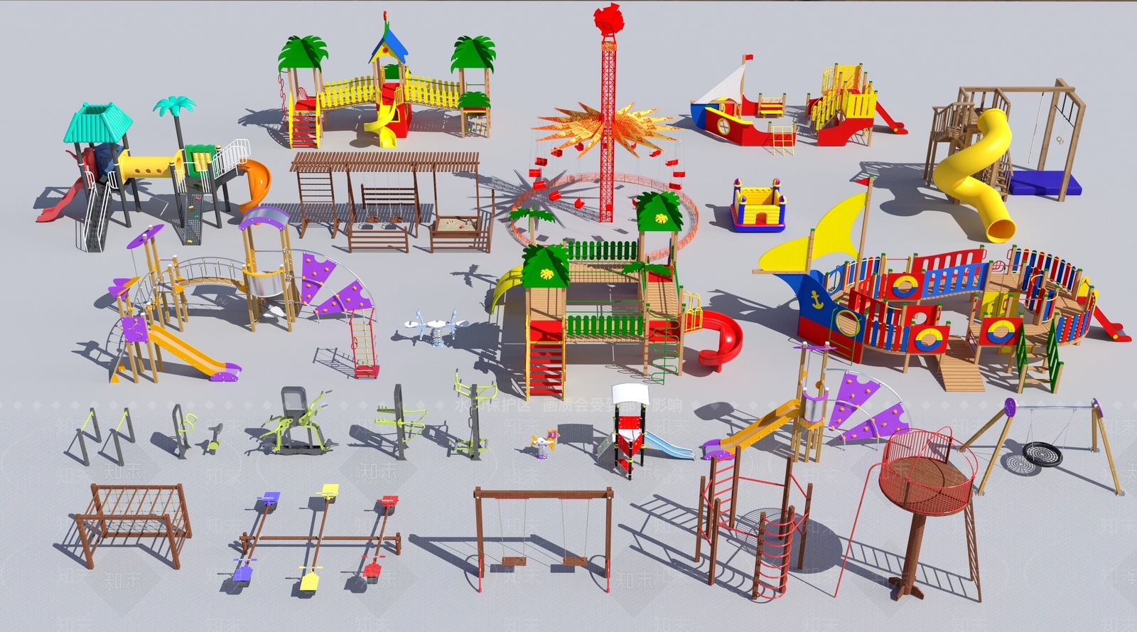 现代游乐场设备3D模型下载【ID:898426653】